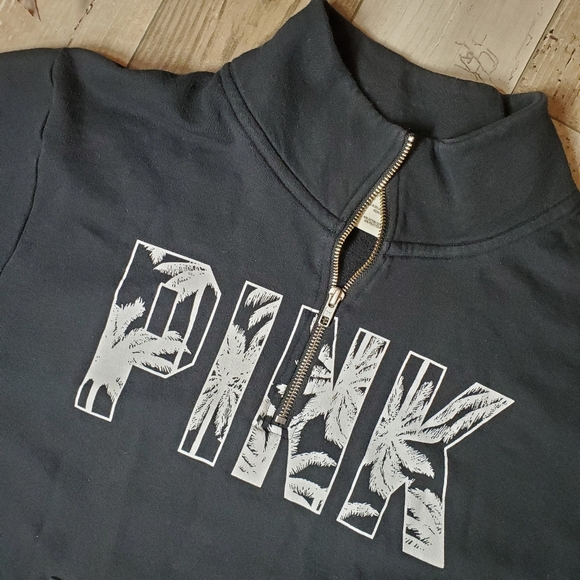 PINK VS Black & White 1/4 Zip Pullover Sweatshirt Size Large NWOT - Picture 6 of 16